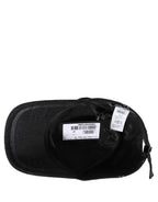 Men Black Cotton 6 Panel Baseball Capello Hat