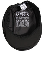 Men Black Cotton Stretch Newsboy Cloth Capello Hat