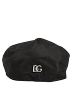 Men Black Cotton Stretch Newsboy Cloth Capello Hat