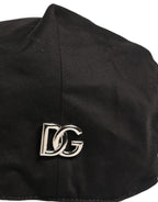 Men Black Cotton Stretch Newsboy Cloth Capello Hat