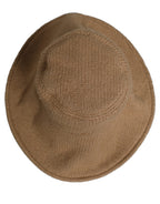 Women Brown Cotton Knit WideBrim Bucket Capello Hat