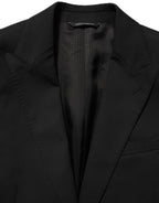 Black Polyester Single Breasted Blazer Jacket