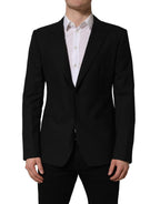 Black Wool Single Breasted Blazer Jacket