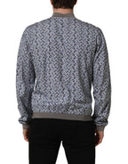 Light Blue Cotton Car Print Bomber Jacket