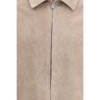 Beige Calf Leather Bos Taurus Leather Jacket