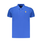 Blue Cotton Men Polo