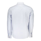 Azzurro Cotton Men Shirt with Long Sleeves and Button-Down Collar