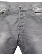 Gray Washed Mid Waist Straight Men Denim Trouser Jeans