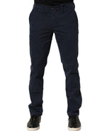 Navy Blue Skinny Chino Mid Waist Men Pants