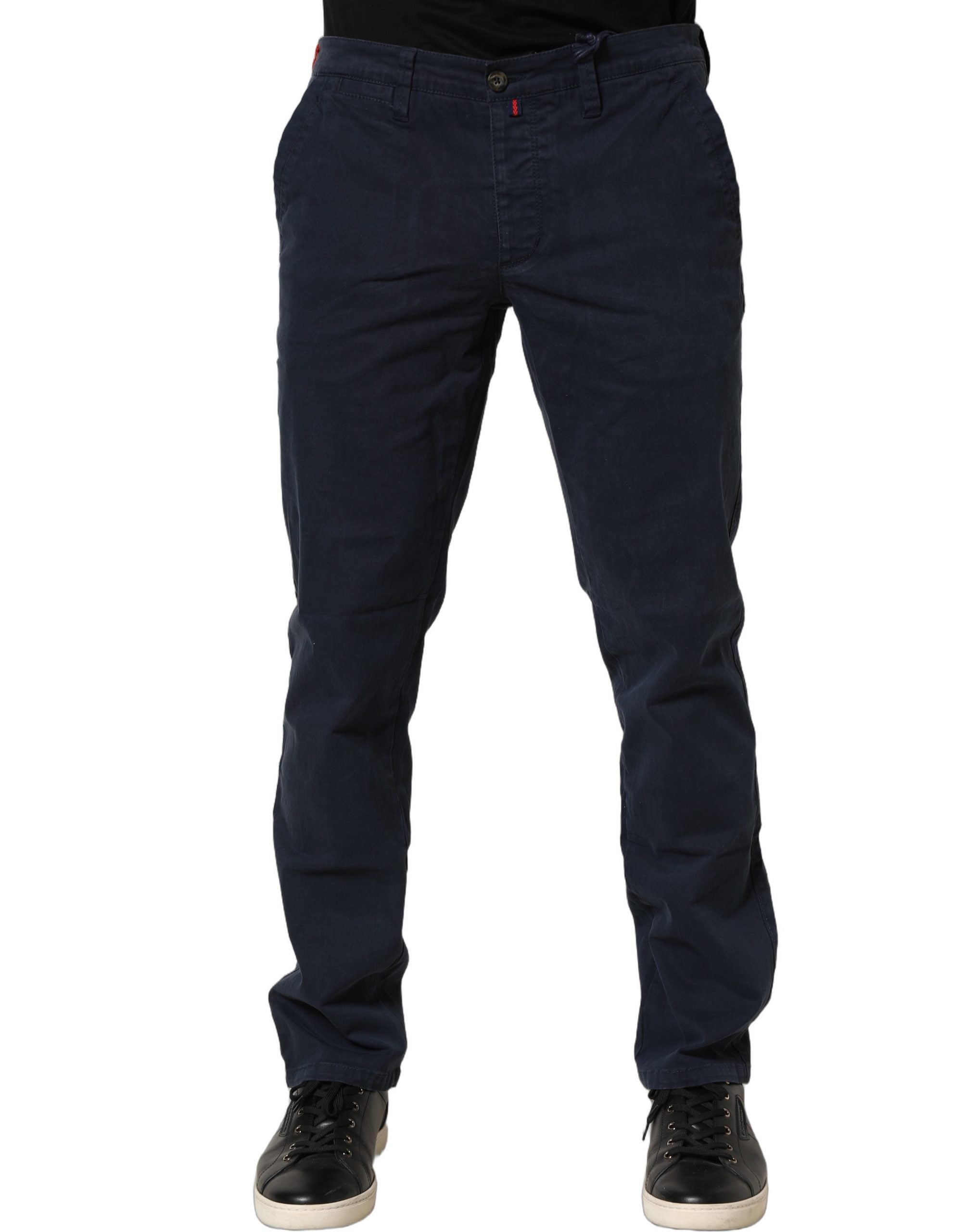 Navy Blue Skinny Chino Mid Waist Men Pants