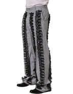 BlackGray Pinstripe Embellished Trouser Pants