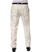 White Floral Men Dress Formal Trouser Pants