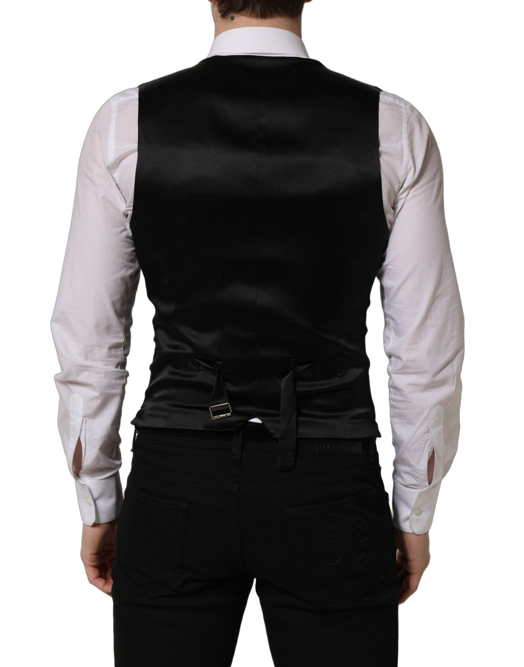Black Wool Single Breasted Waistcoat Vest