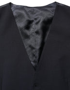Black Wool Single Breasted Waistcoat Vest