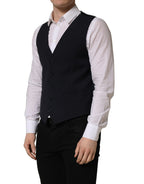 Black Wool Single Breasted Waistcoat Vest