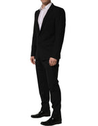 Black Wool Slim Fit Formal 2 Piece Men Suit