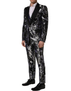 Black Jacquard Slim Fit Formal 3 Piece Suit