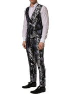 Black Jacquard Slim Fit Formal 3 Piece Suit