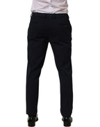 Black Cotton Tapered Leg Dress Trouser Pants