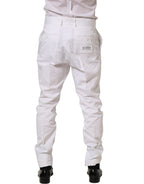 White Cotton Tapered Leg Dress Trouser Pants