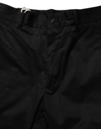 Black Cotton Tapered Leg Dress Trouser Pants