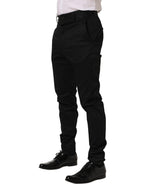 Black Cotton Tapered Leg Dress Trouser Pants