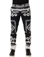 Black Cotton Poplin MarinaPrint Trouser Pants
