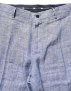 Light Blue Linen Straight Dress Trouser Pants