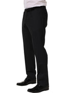 Black Wool Tapered Leg Dress Trouser Pants