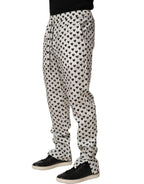 White Graphic Heart Print Men Trousers Pants