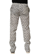 White Graphic Heart Print Men Trousers Pants