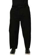 Black Mid Waist Straight Men Trouser Pants
