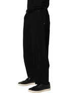 Black Mid Waist Straight Men Trouser Pants