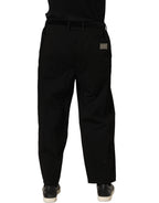 Black Mid Waist Straight Men Trouser Pants