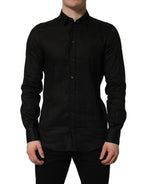 Black MARTINI Long Sleeves Linen Dess Shirt