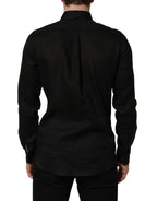 Black MARTINI Long Sleeves Linen Dess Shirt