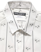 White Bee Print Cotton GOLD Fit Dress Shirt