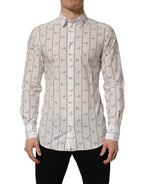 White Bee Print Cotton GOLD Fit Dress Shirt