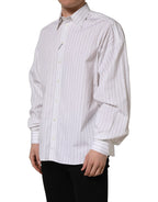 White Stripes Cotton Men Formal Dress Shirt