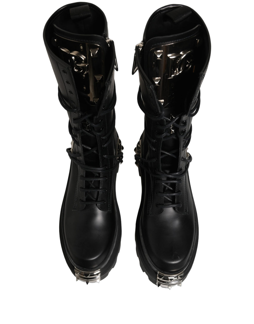 Black Stud Platform Combat High Boots Shoes