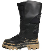 Black Leather Biker Mid Calf Men Boots Shoes