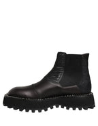 Black Chelsea Boots Leather Slip On Men Shoes