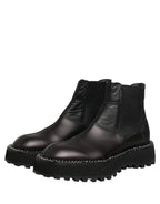 Black Chelsea Boots Leather Slip On Men Shoes