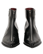 Black Leather Zipper Mid Calf Men Boots Shoes