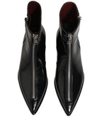 Black Leather Zipper Mid Calf Men Boots Shoes