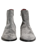 Gray Suede Leather Chelsea Boots Shoes