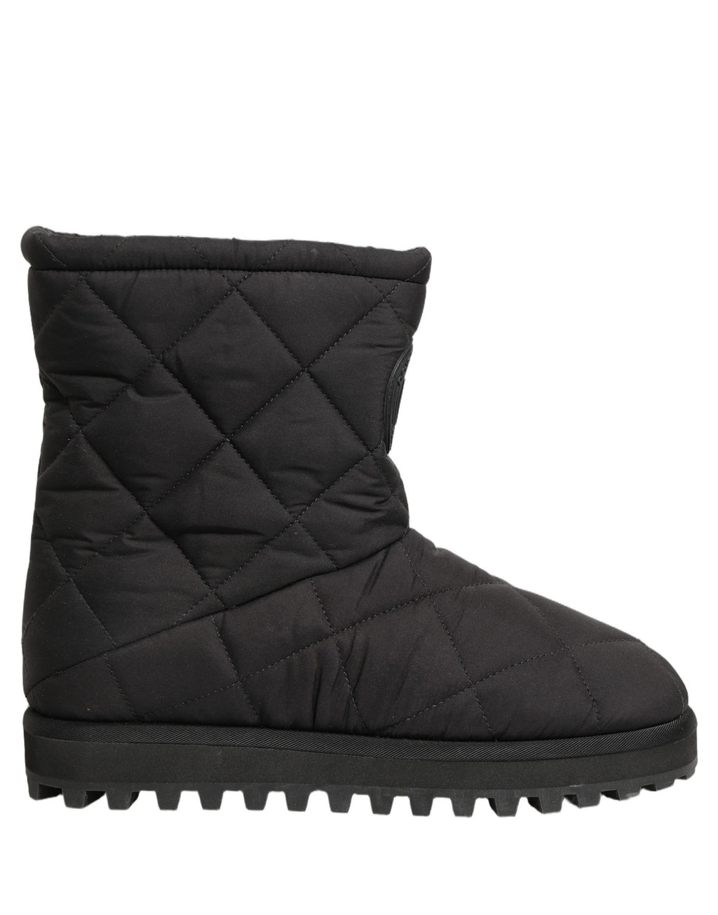 Black Quilted Effect Mid Calf Boots Shoes
