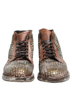 Brown Leather Runway Studs Ankle Boots Shoes