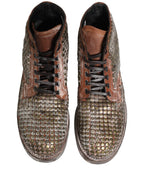 Brown Leather Runway Studs Ankle Boots Shoes