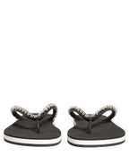 Black Embellished Rubber Flip Flops Men Shoes
